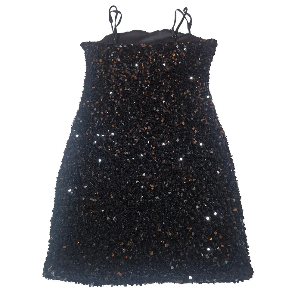 Forever 21 Sequin Mini Dress Womens Small Party Glam Bodycon Black Night Out - Picture 5 of 8